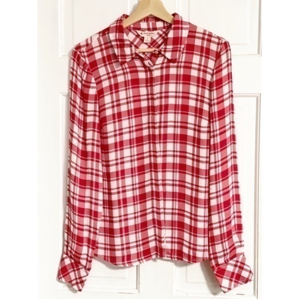 Brooks Brothers Gingham Red Button Front Shirt